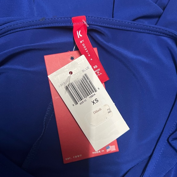 NWT IC By Connie K Royal Blue 3-Layered Shirring Mesh Sleeve Top XS - Picture 6 of 8